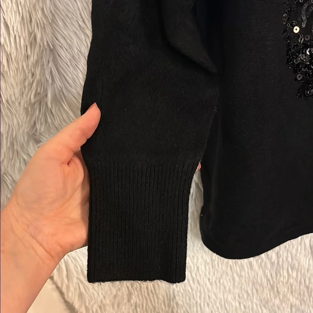 NWT Chico's Black sequined Long Sleeve sweater size Medium - Picture 3 of 8